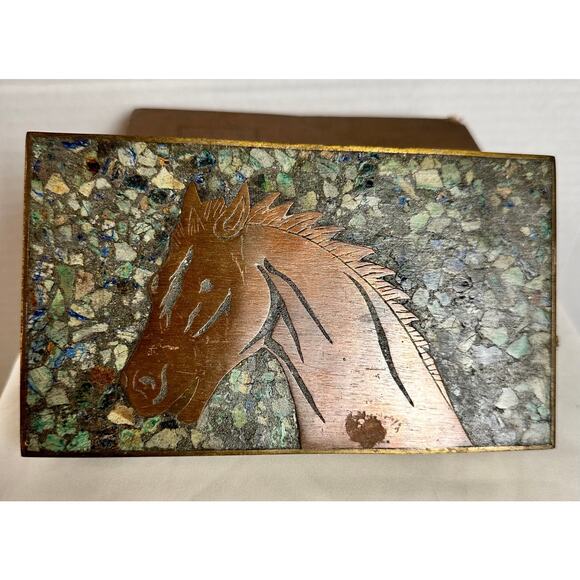 Vintage Mexican Mixed Metals Malachite Lapis Inlay Box - Picture 6 of 10